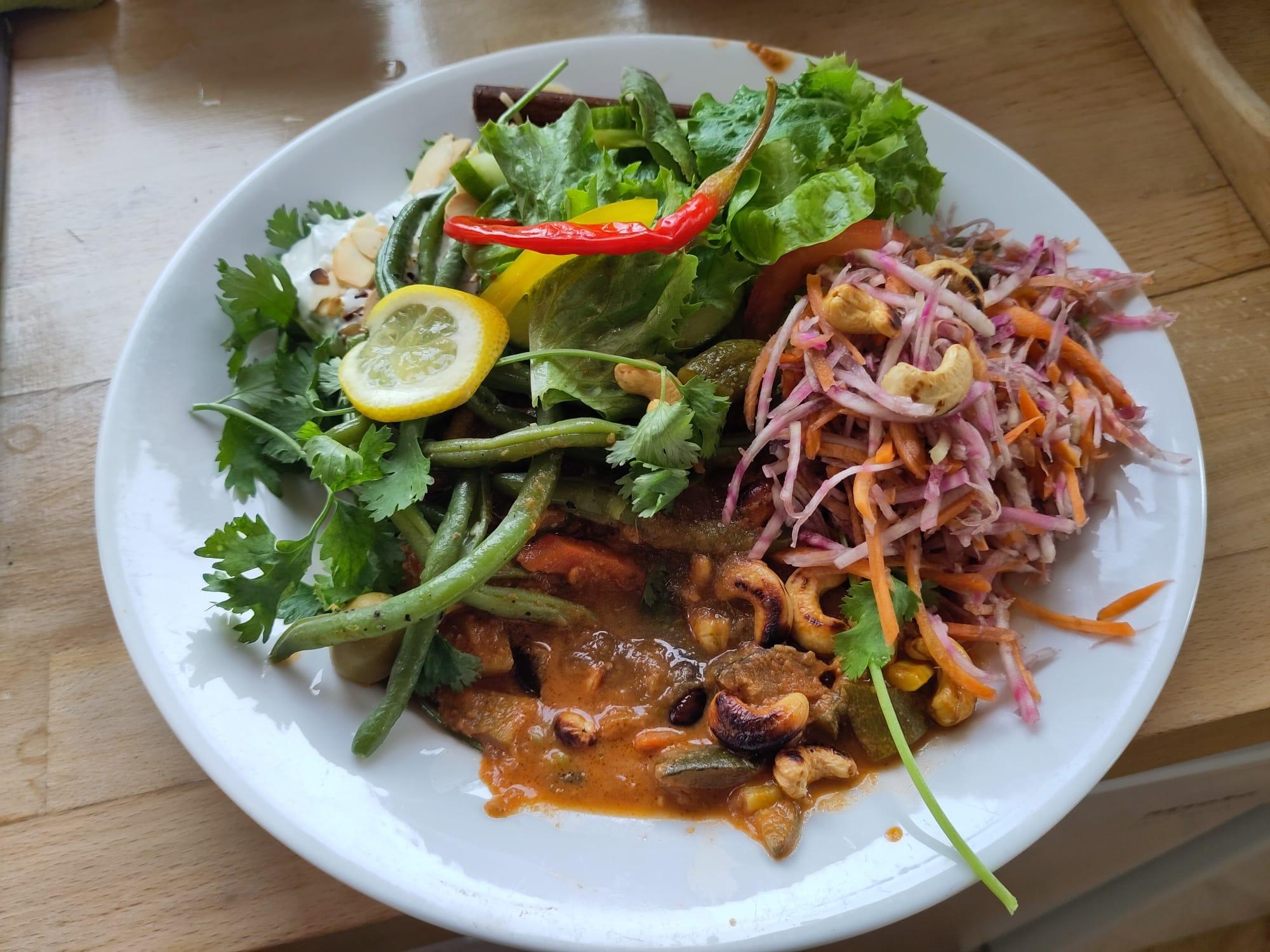 Healthy food prepared by workshop participants
