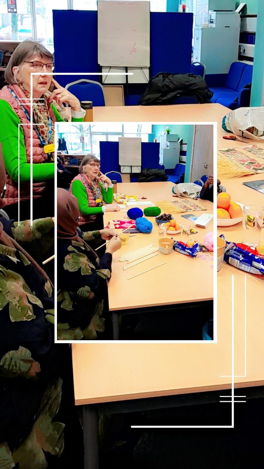 Women engaged in sewing activities